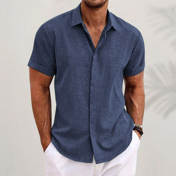 Chemise en lin pour homme à manches courtes et coupe aérée