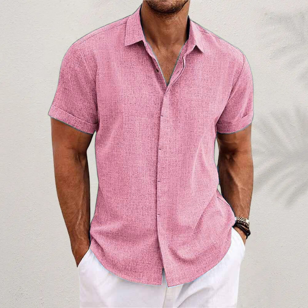 Chemise en lin pour homme à manches courtes et coupe aérée