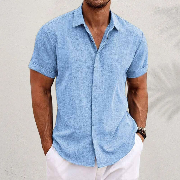 Chemise en lin pour homme à manches courtes et coupe aérée