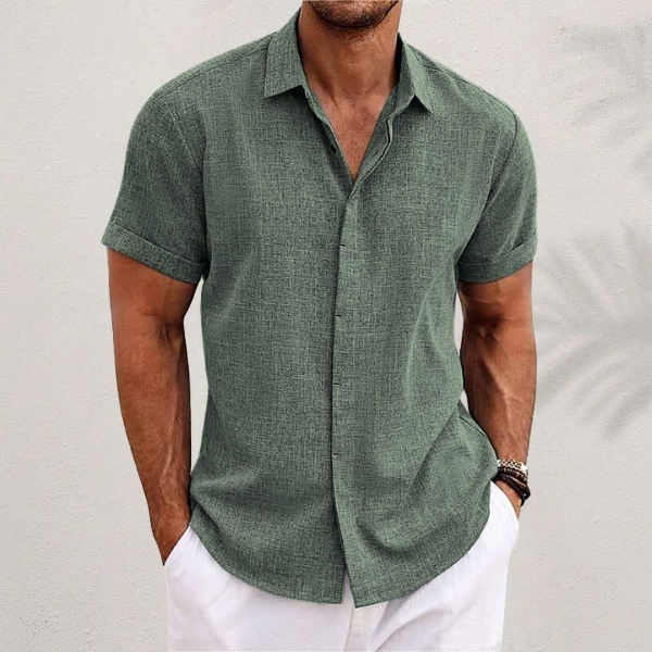 Chemise en lin pour homme à manches courtes et coupe aérée