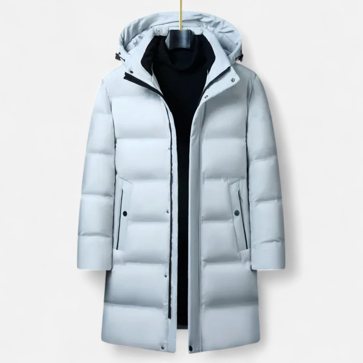 Warmer Daunenparka für Herren mit Kapuze und langem Schnitt