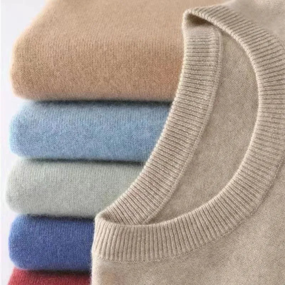 Klassisk strikket herre sweater med rund hals