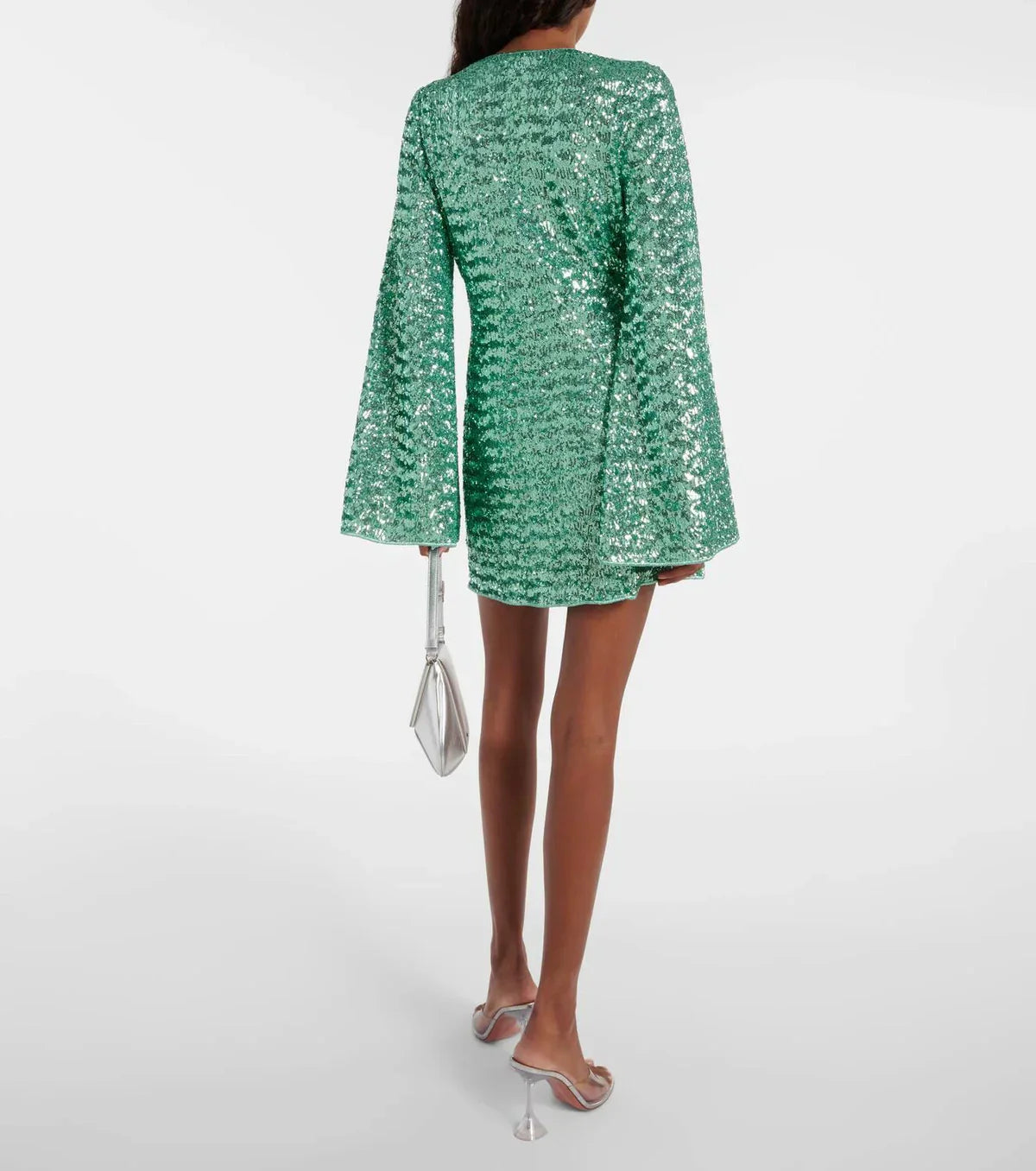 Vestido mini de fiesta glamuroso para mujer con lentejuelas y escote en V profundo