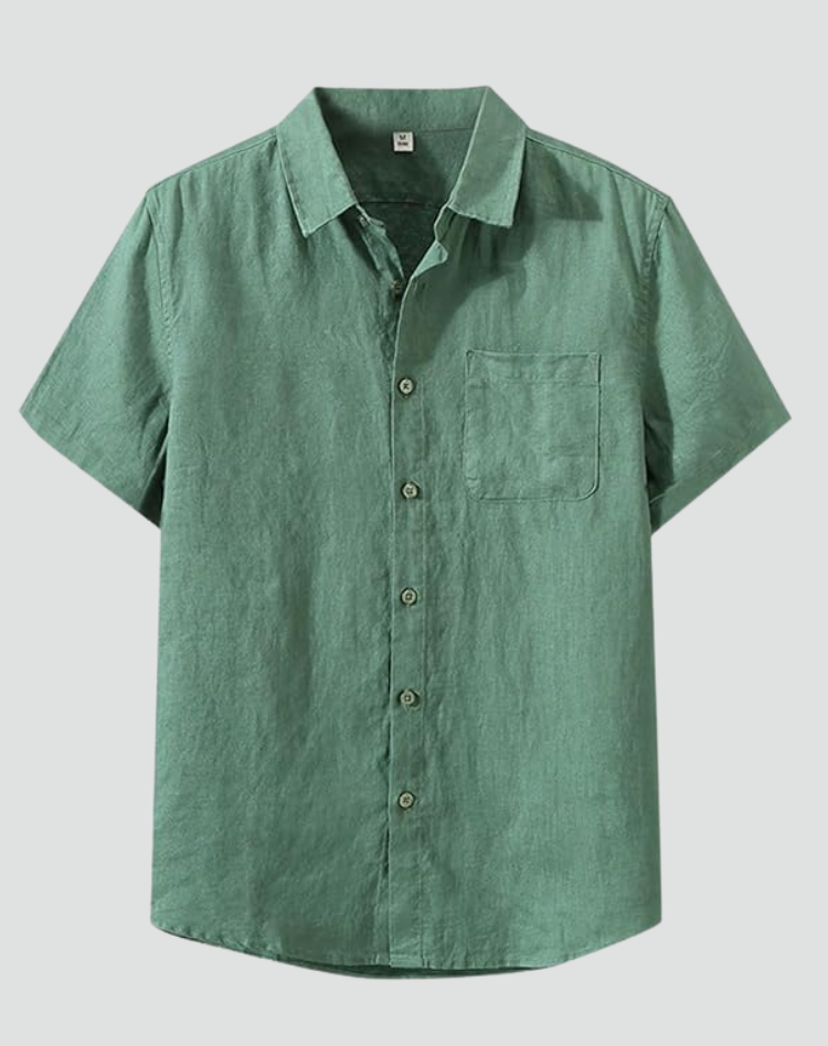 Camisa de Lino Manga Corta Hombre Verano Casual