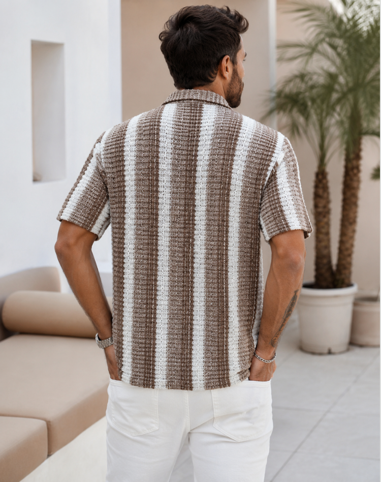 Camisa de rayas de manga corta para hombre casual verano