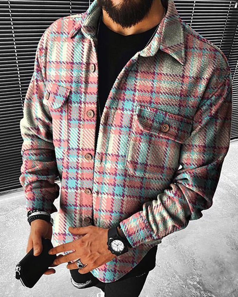 Heren Geruit Overshirt met Lange Mouwen