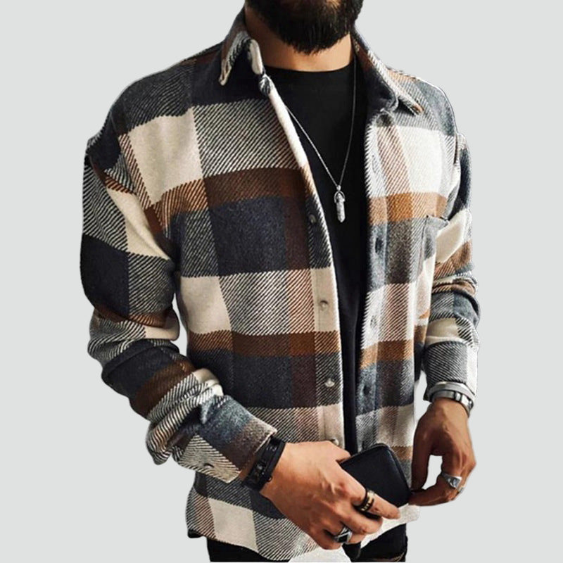 Heren Geruit Overshirt met Lange Mouwen