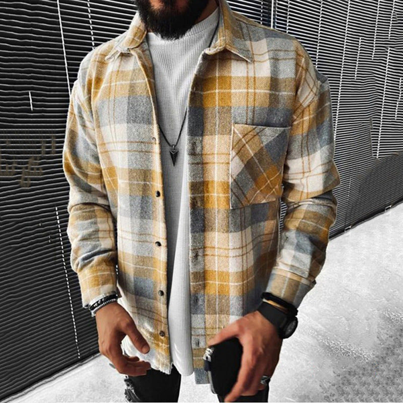 Heren Geruit Overshirt met Lange Mouwen