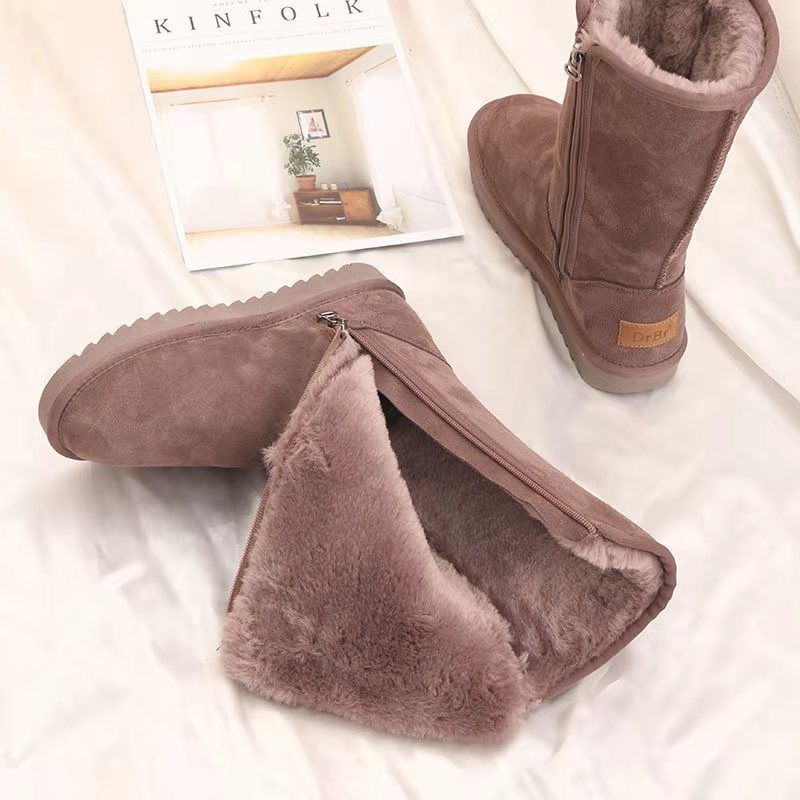 Gefütterte Winterstiefel für Damen mit Reißverschluss, warm und rutschfest