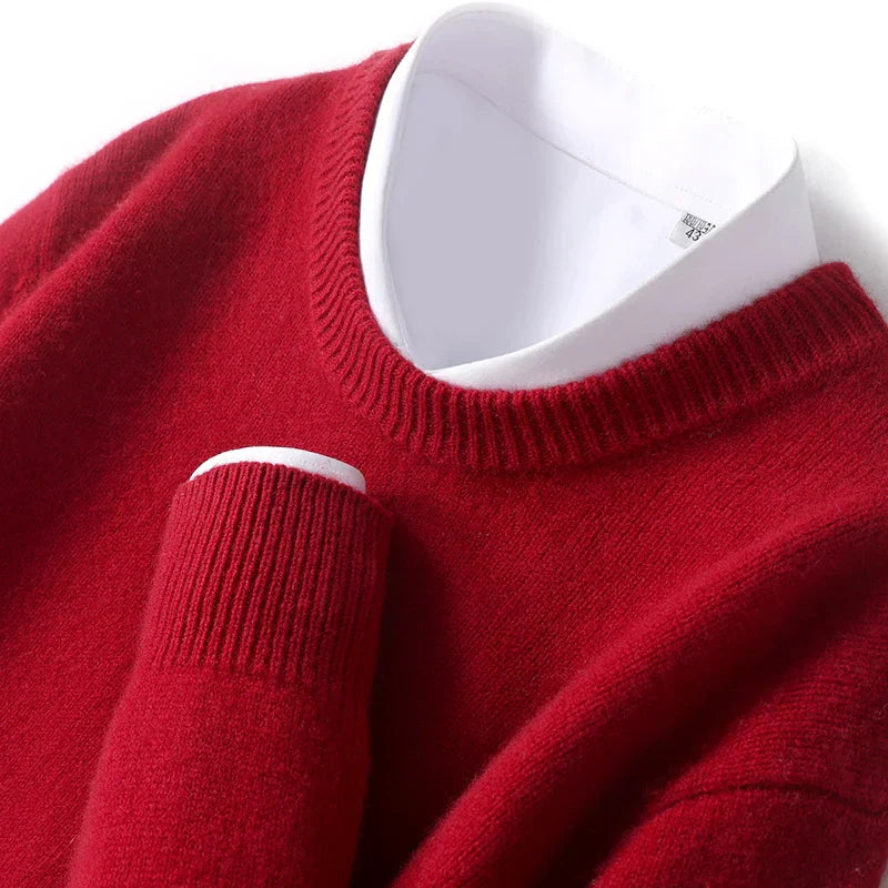 Warme Merino Wollen Crewneck Sweater voor Heren
