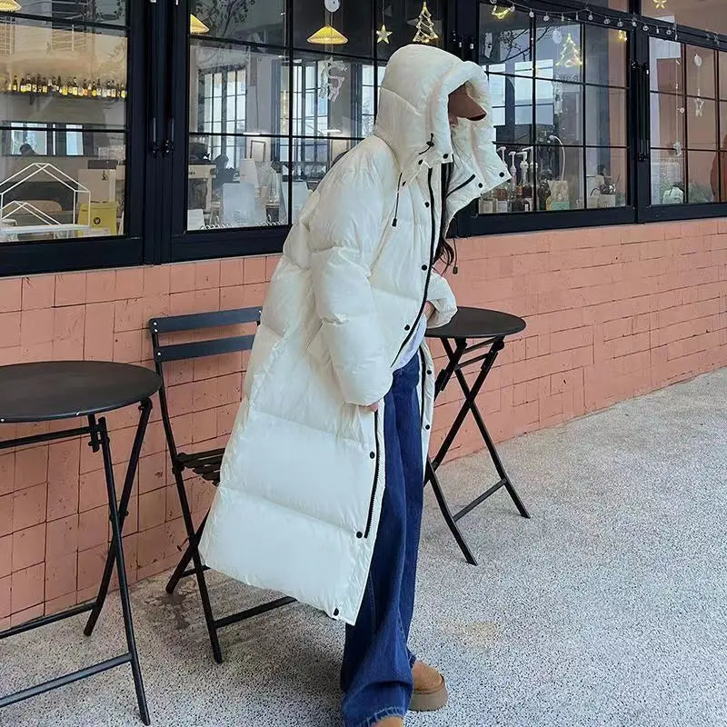 Long Padded Puffer Jacket for Women with Hood – Winter