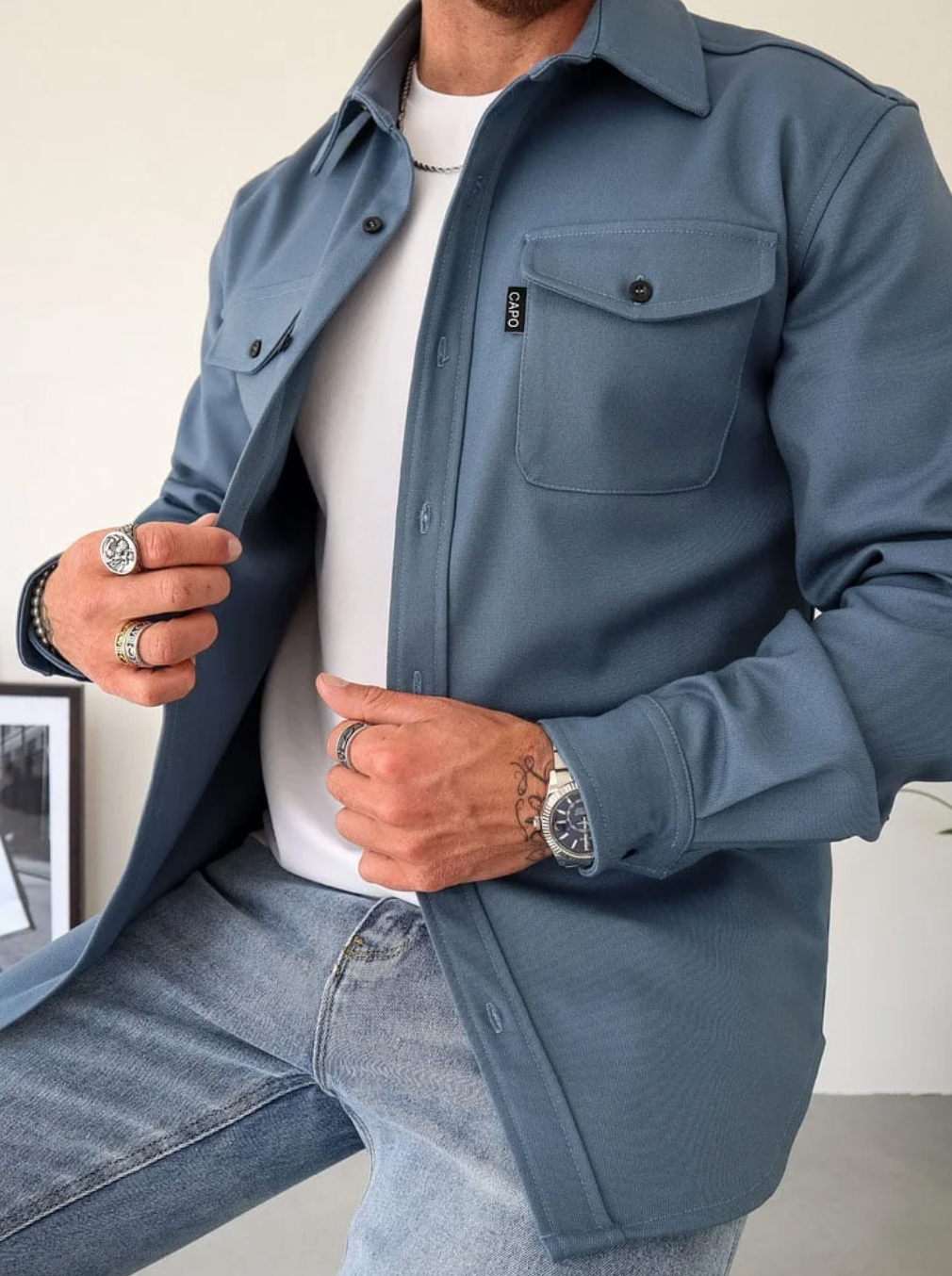 Surchemise homme élégante avec poches poitrine pratiques
