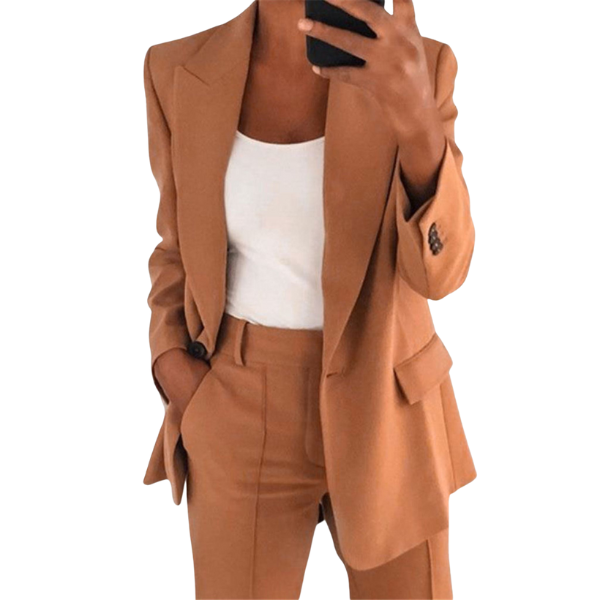 Vrouwen Blazer-Broek Set Met Getailleerde Blazer