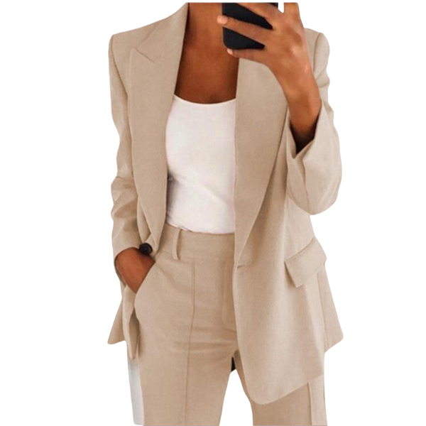 Vrouwen Blazer-Broek Set Met Getailleerde Blazer