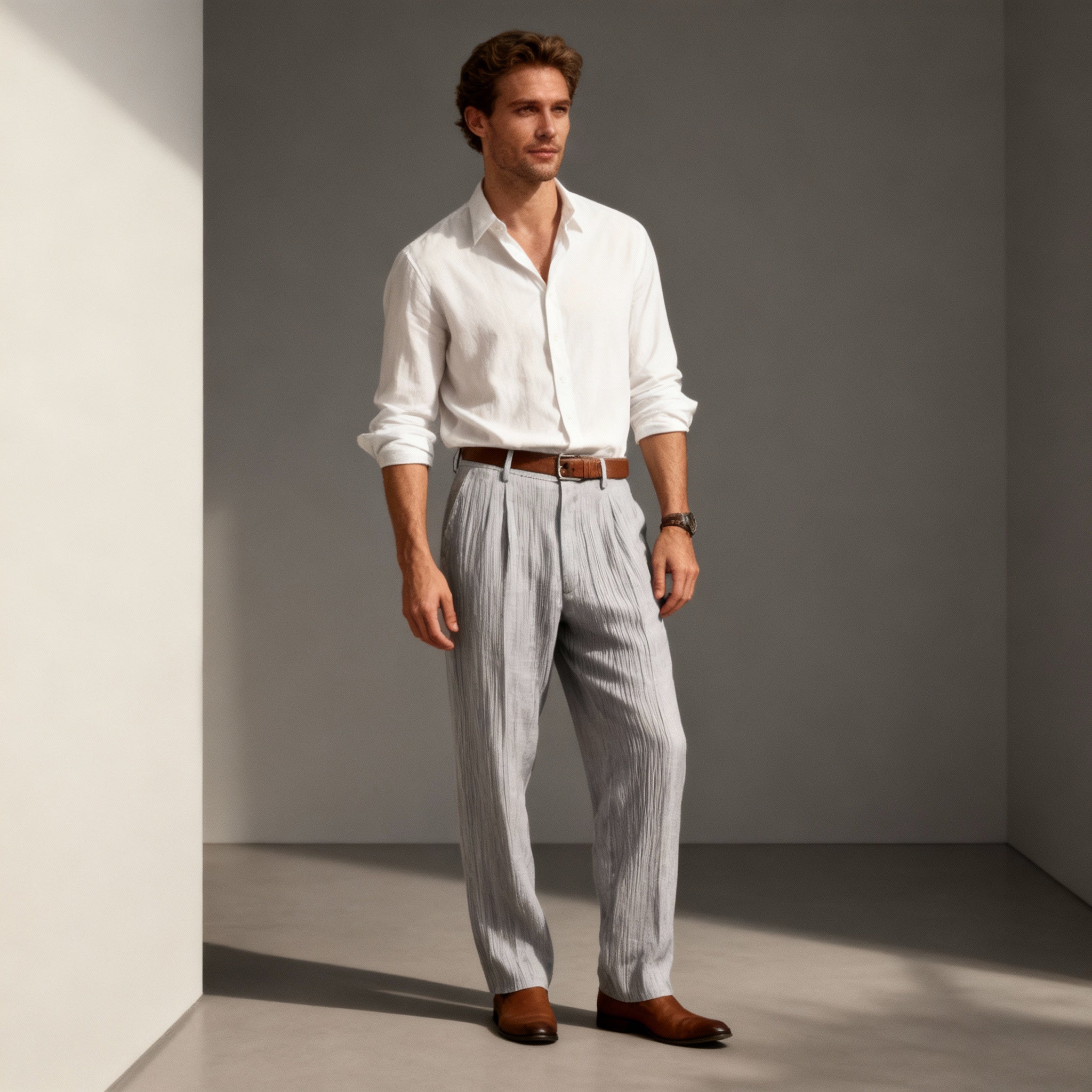 Pantalon en lin homme coupe droite confort