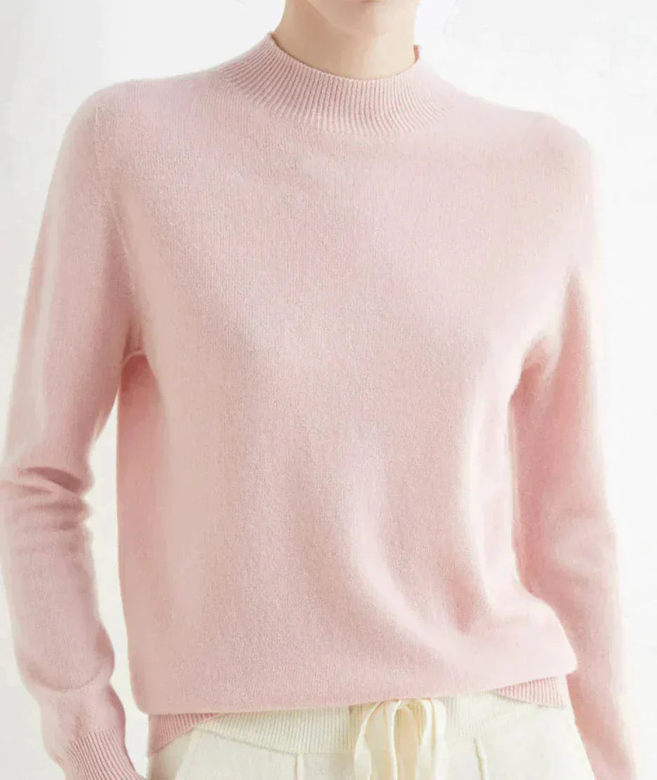 Edler Kaschmirpullover für Damen mit Stehkragen und Rippbündchen