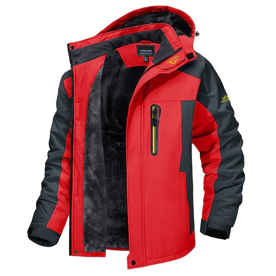 Veste d’hiver déperlante pour homme, doublée en polaire, avec capuche