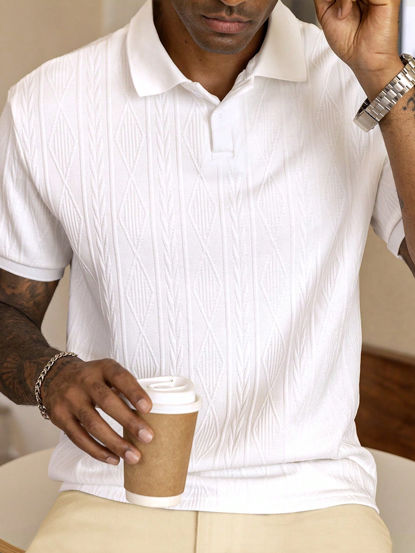 Heren Polo Shirt Met Korte Mouwen En Knoopdetails