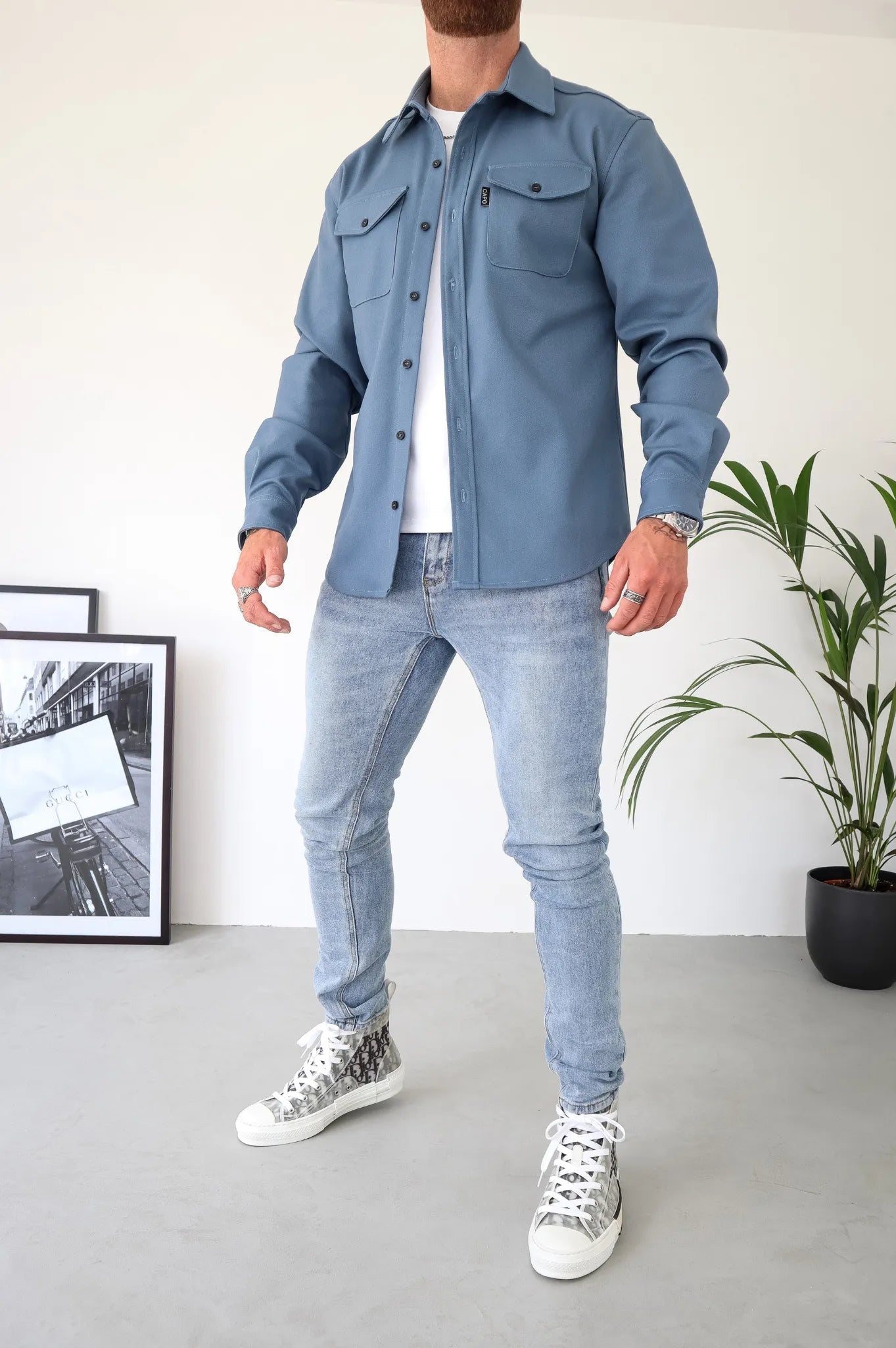 Férfi overshirt kabát mellzsebekkel tavaszi-őszi könnyű viselet