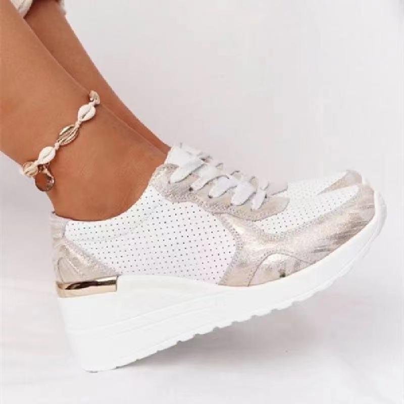 Dames Sleehak Sneakers Met Platform Zool En Veters