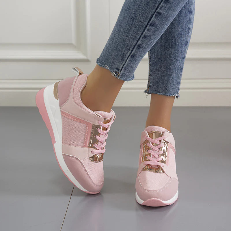 Dames Sleehak Sneakers Met Platform Zool En Veters