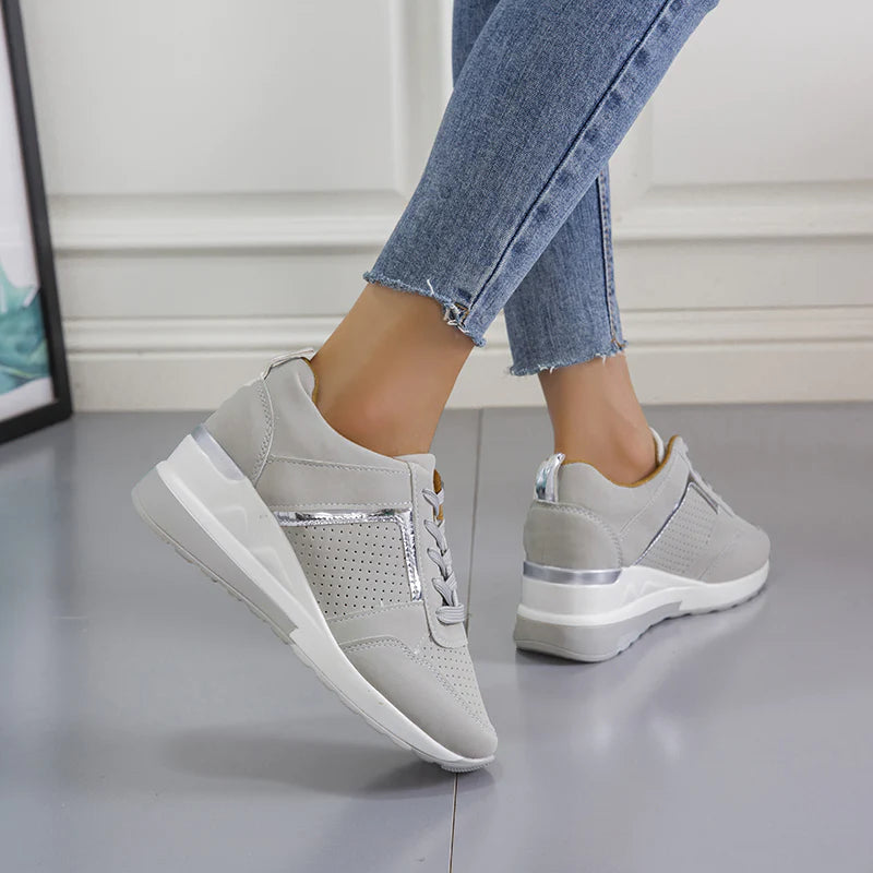 Dames Sleehak Sneakers Met Platform Zool En Veters