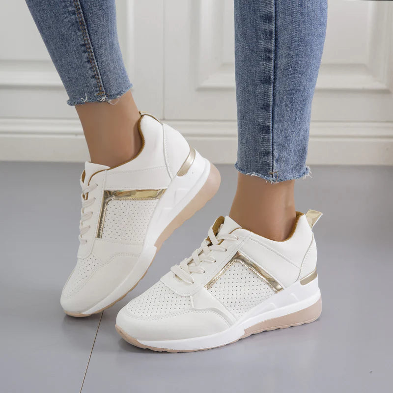 Dames Sleehak Sneakers Met Platform Zool En Veters