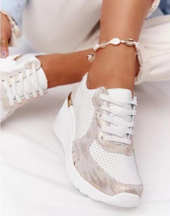 Dames Sleehak Sneakers Met Platform Zool En Veters