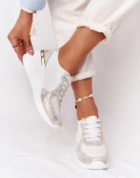 Dames Sleehak Sneakers Met Platform Zool En Veters