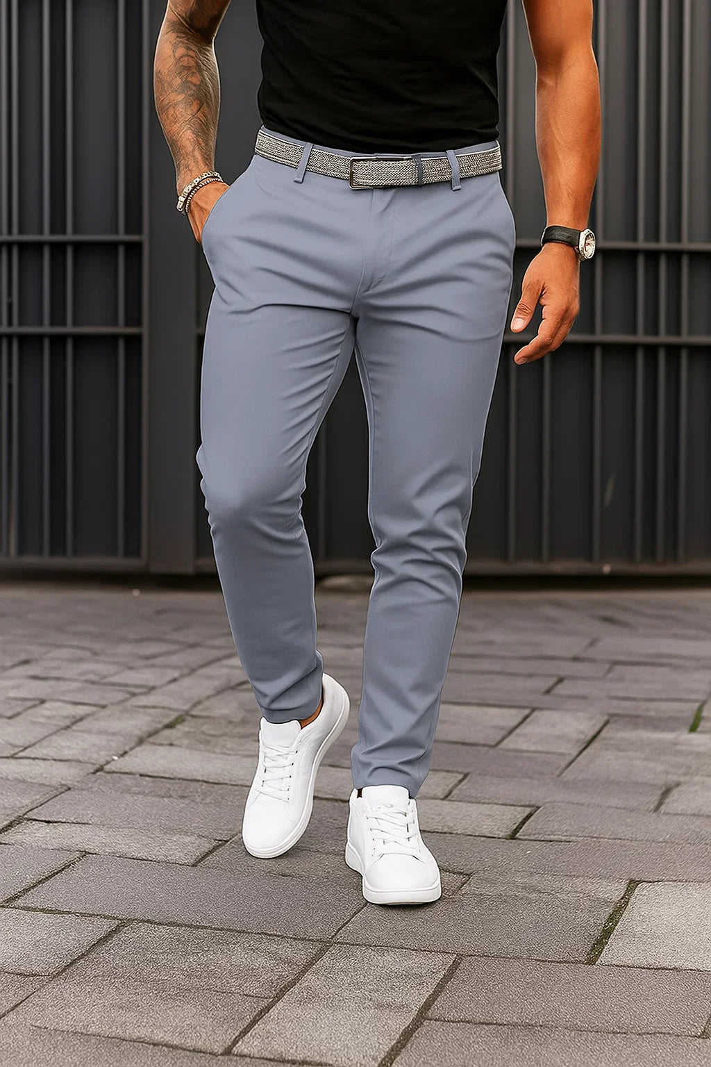 Herren-Stretch-Chinohose mit Slim Fit und Taschen
