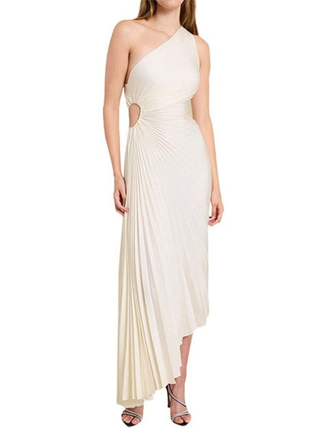 Rochie de seară damă pliuri un umăr formal
