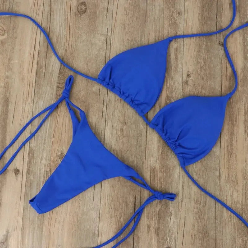 Bikini Femme Doré Brillance Été Piscine Plage Coupe Élégante