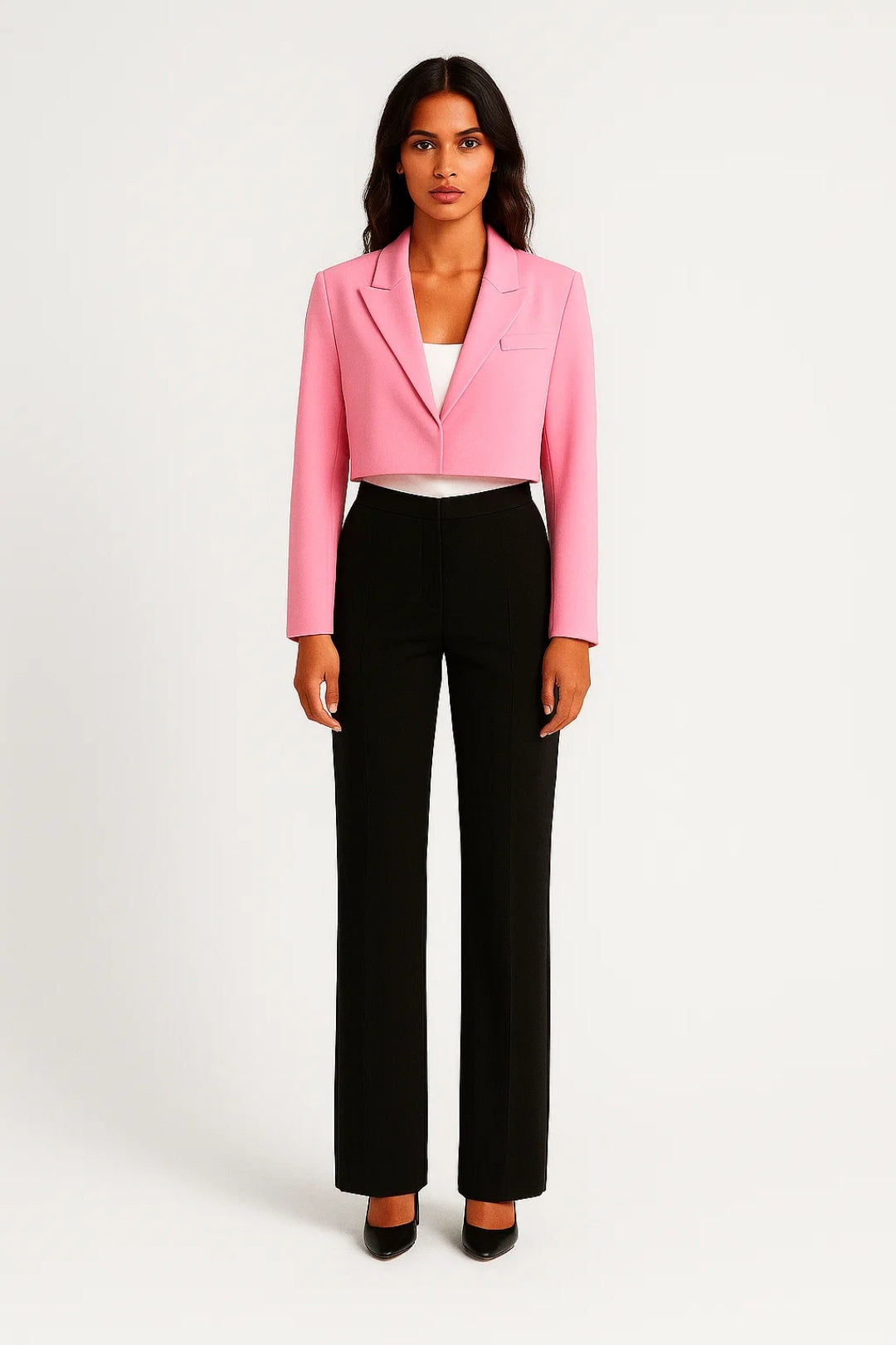 Sacou Damă Cropped Rever Guler Croială Mulată Casual Formal