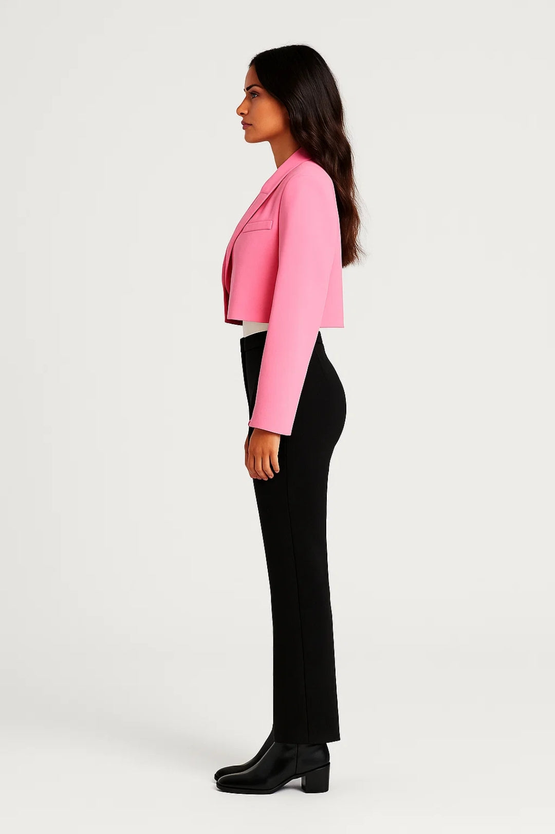 Blazer dame cropped reverskrave taljeret afslappet formel