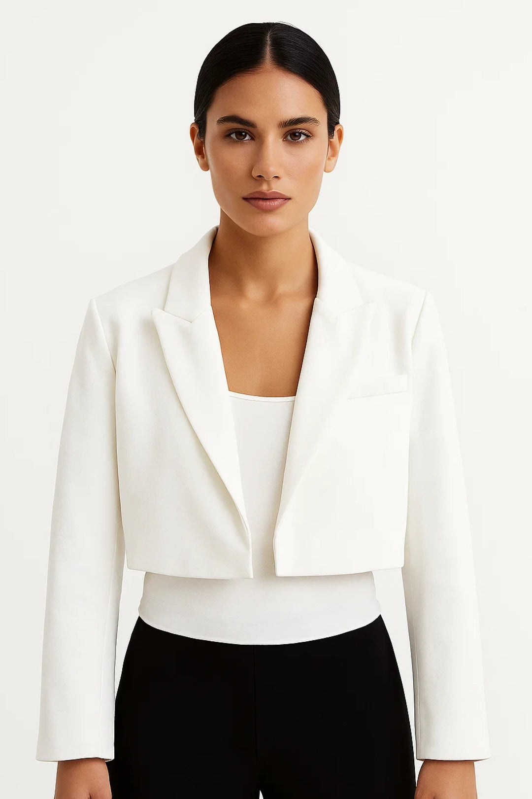 Blazer dame cropped reverskrave taljeret afslappet formel