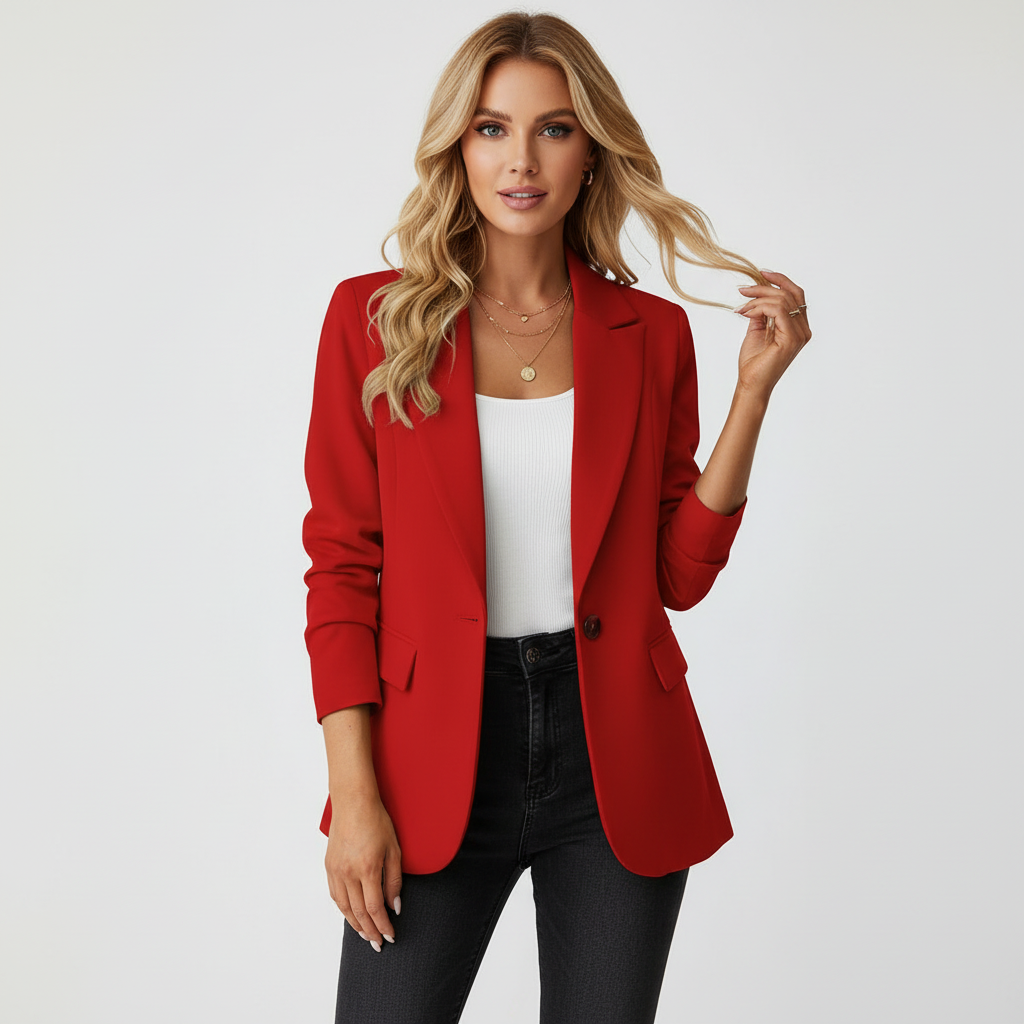 Blazer Mujer Entallado Corte Slim Manga Larga Casual Formal