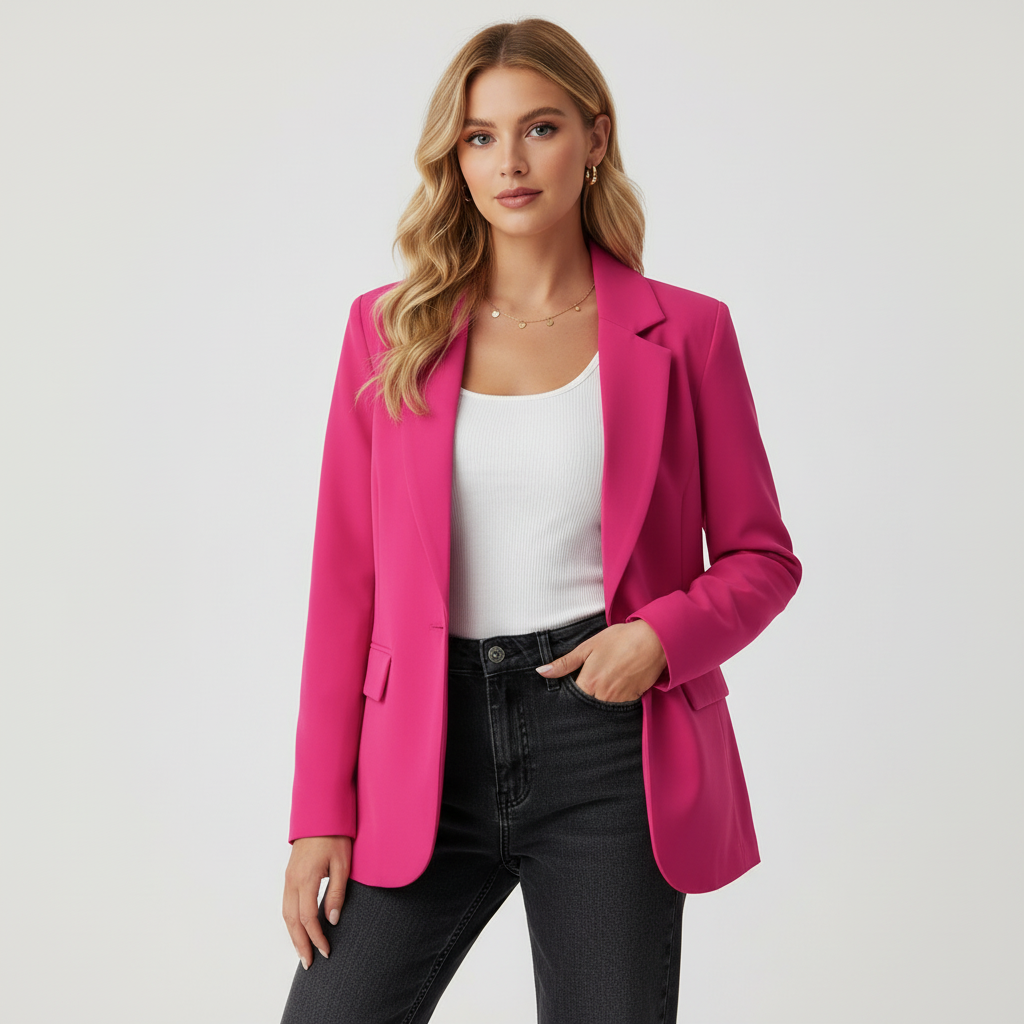 Blazer Mujer Entallado Corte Slim Manga Larga Casual Formal