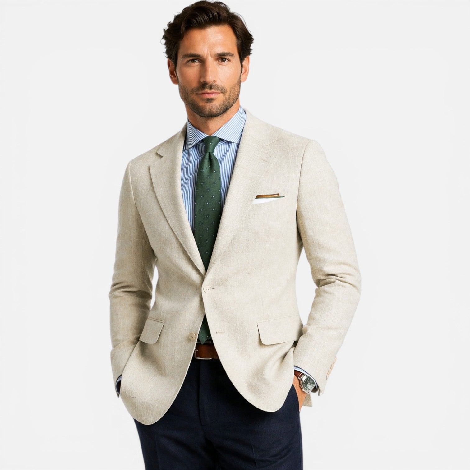 Blazer pentru bărbați slim fit din in, smart casual vară