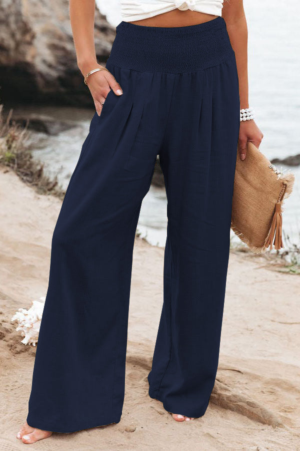 Bukser til kvinder High Waist Vide ben Komfortabel Sommer