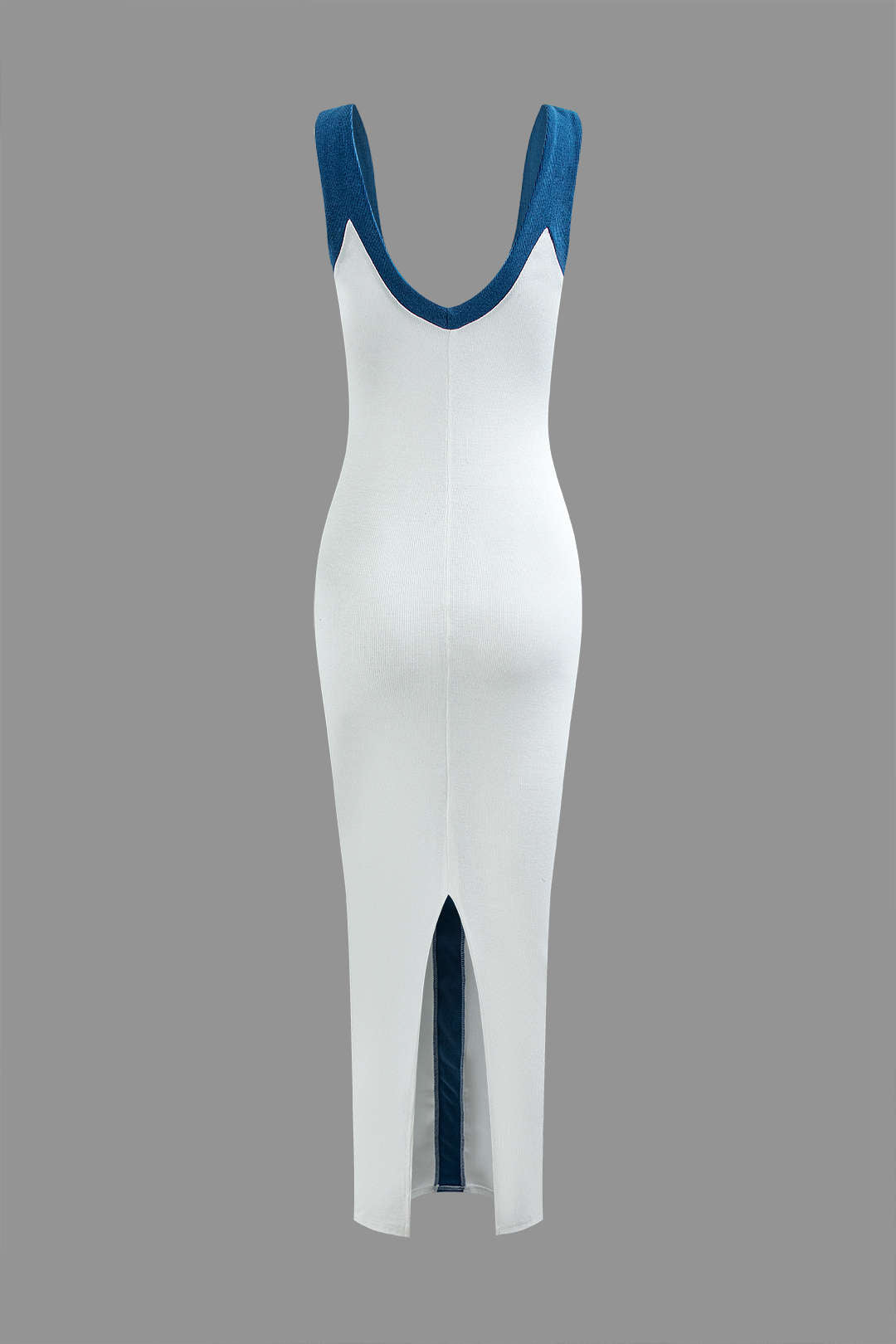 Vestido maxi de bloques de color para mujer con escote en V y abertura