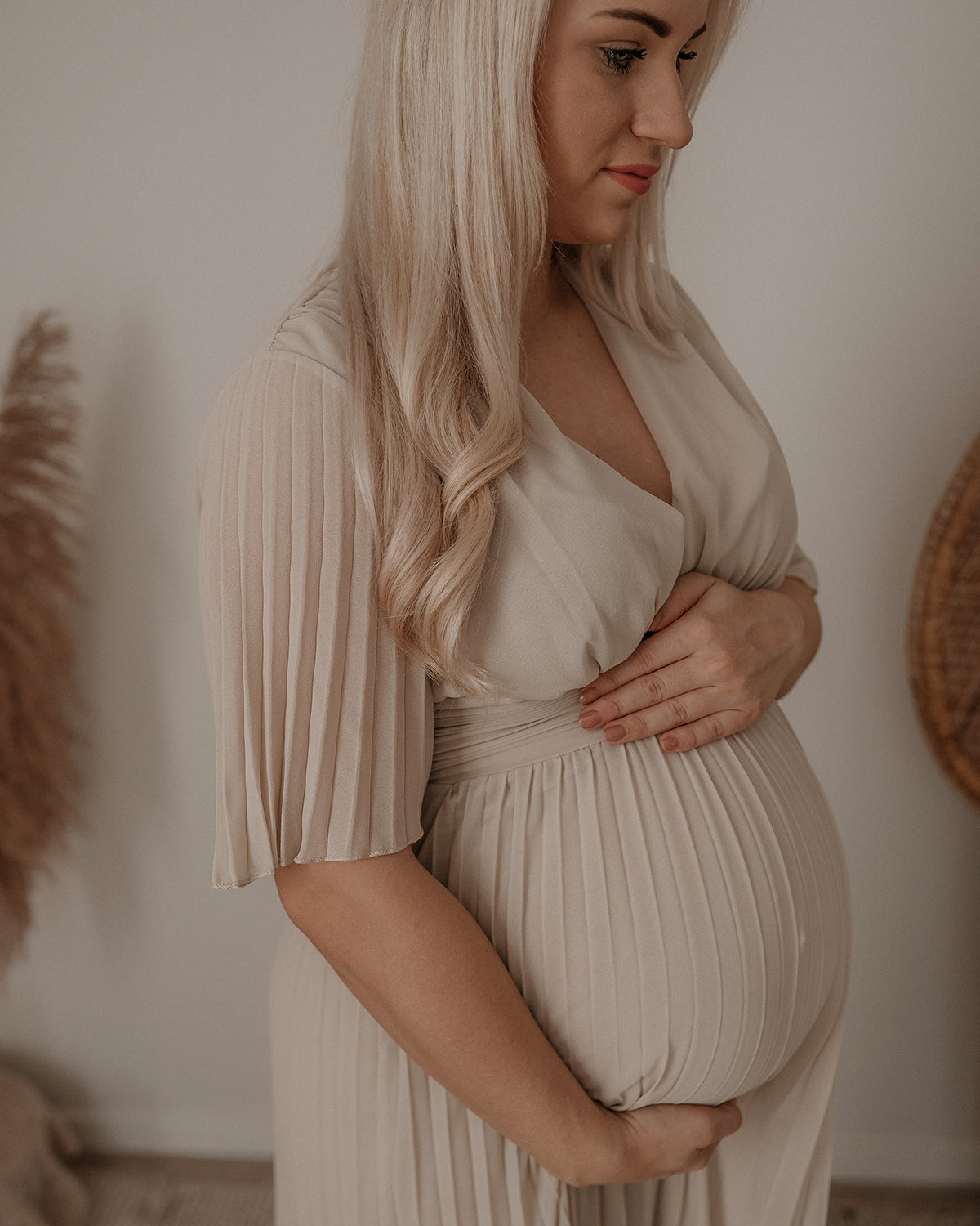 Robe maxi femme grossesse plis manches larges décontractée été