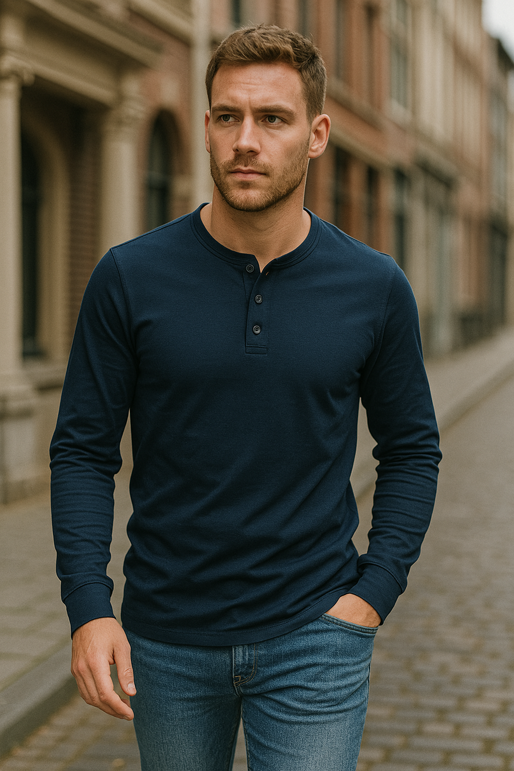 Camisa de mangas compridas para homem, botões, casual, ajuste confortável
