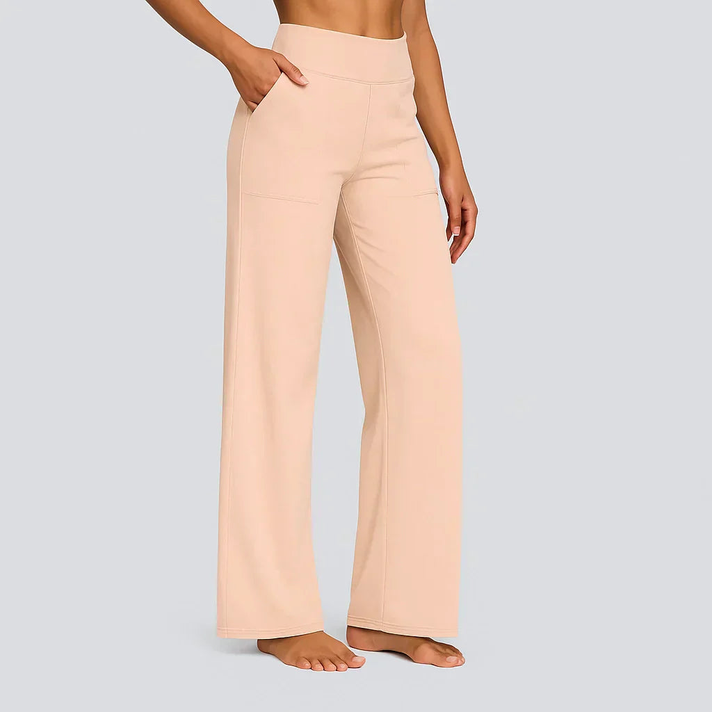 Pantalón de Cintura Alta para Mujer con Piernas Rectas y Bolsillos