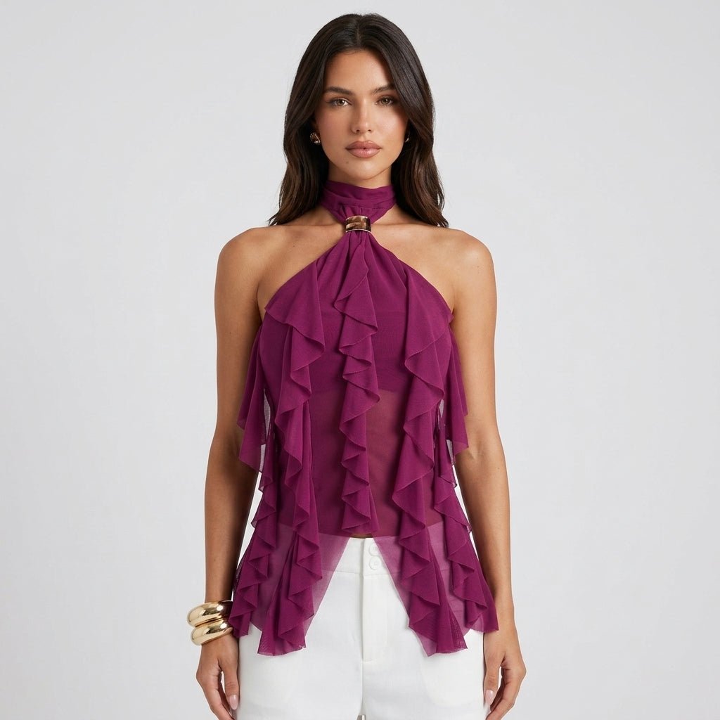 Σιφόν Τοπ Χιαστί Γυναικείο Βολάν Επίσημο