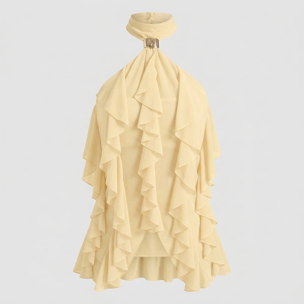 Chiffon Halter Top Dame Flæse Formelt