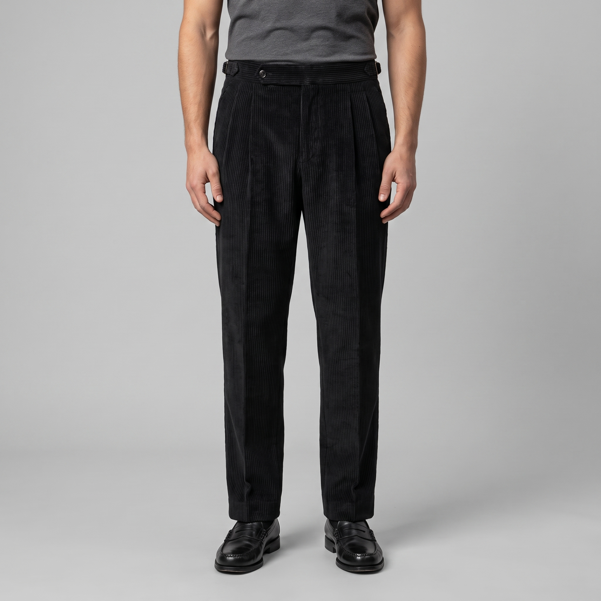 Corduroy Pleated Trousers Heren Tailored Classic Winter