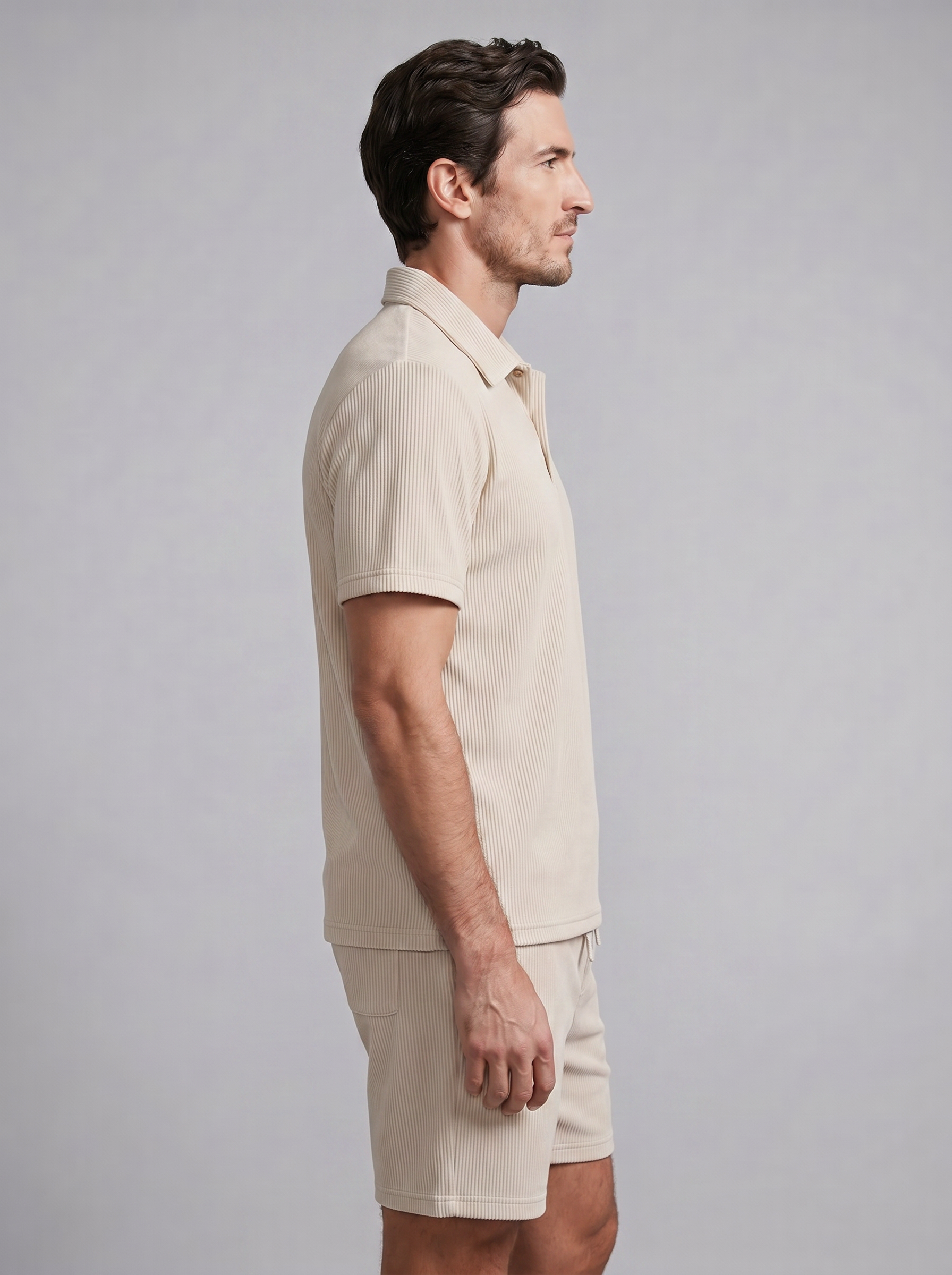Fløjlsbukser Poloshirt og Shorts Sæt Herre Slim Fit