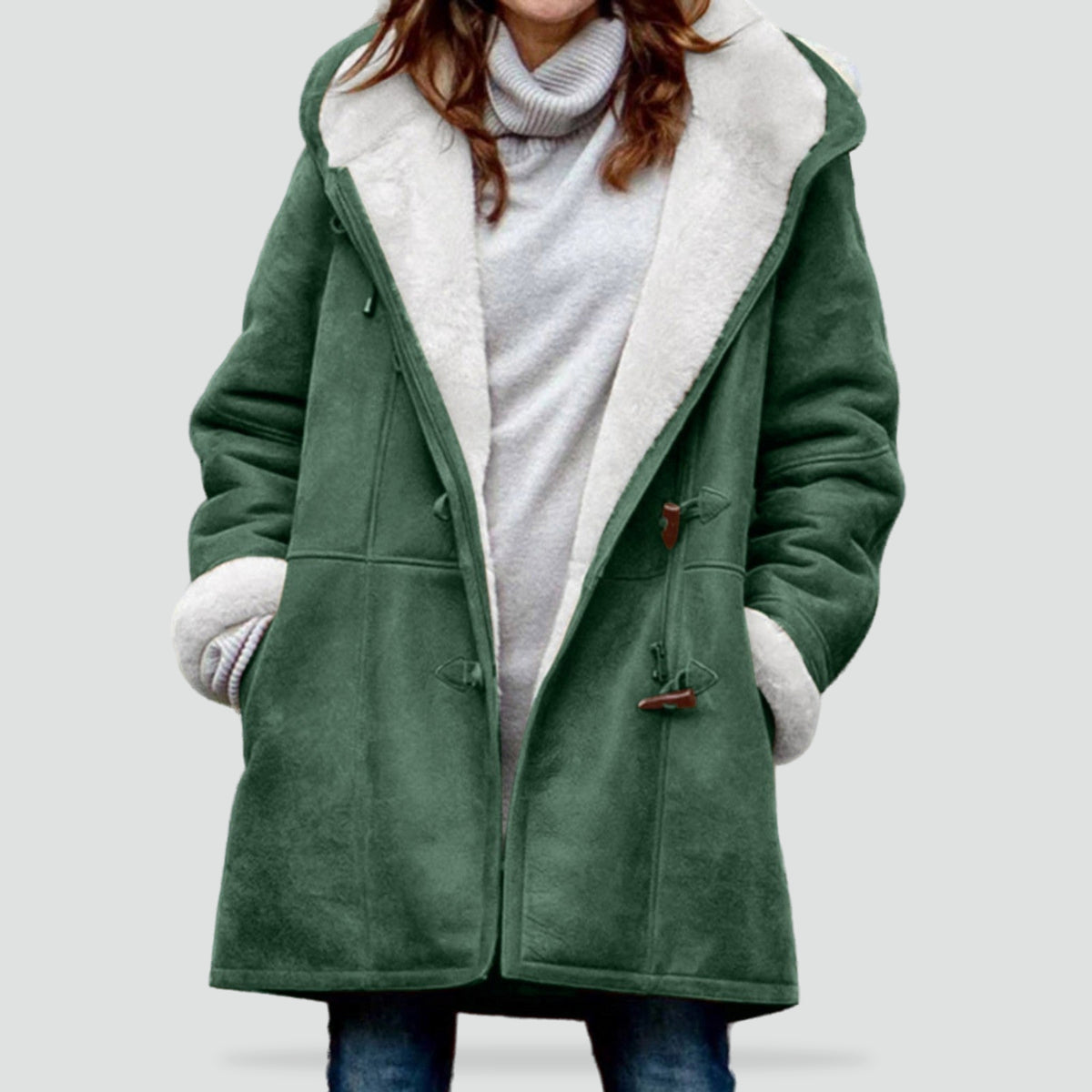 Duffle-coat Waleria pour femme, coupe intemporelle et brandebourgs signature adaptés à l'hiver.