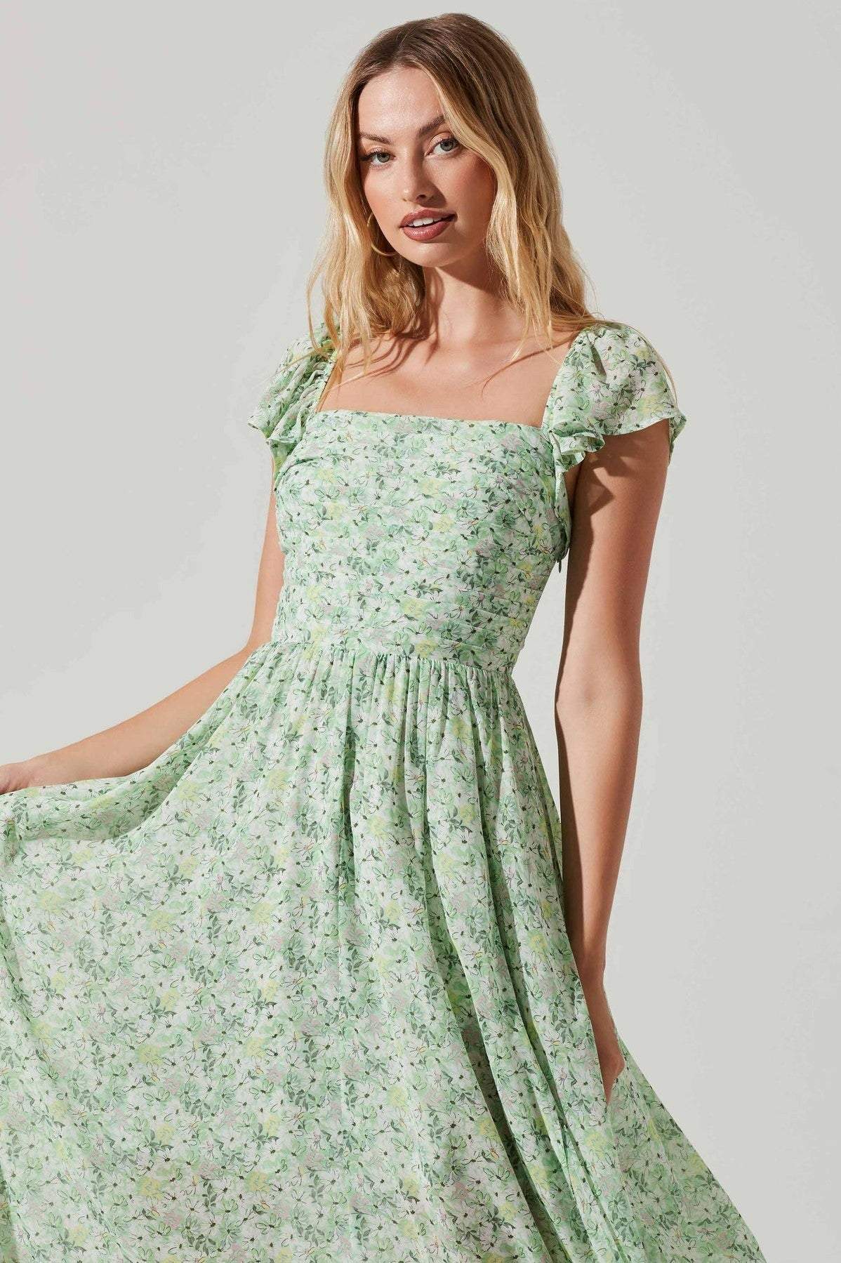 Robe midi pour femme avec haut plissé et fente
