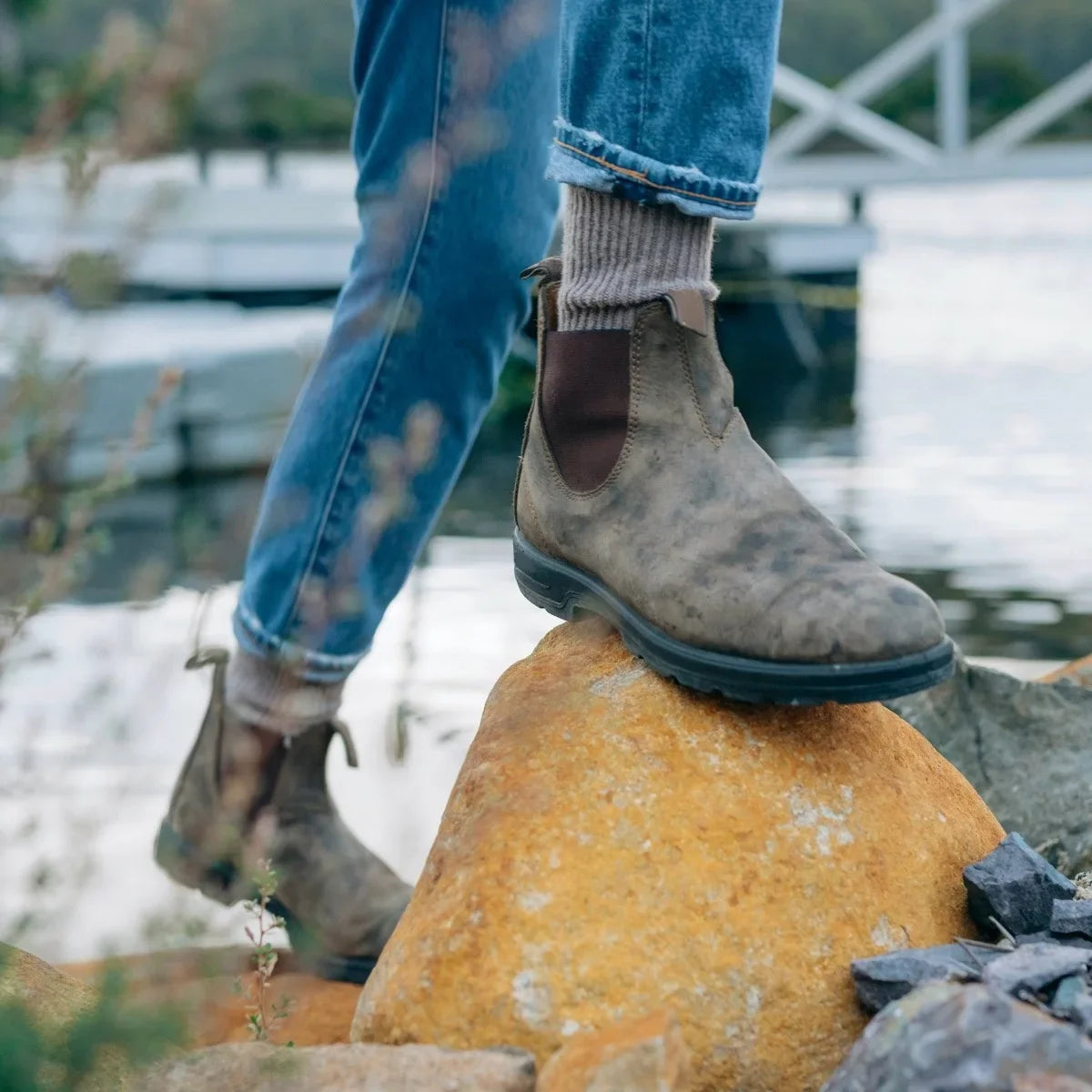 Botines Chelsea para hombre, repelentes al agua y sin cordones, fáciles de poner
